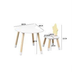 Tafel en stoel voor kinderen Rebecca Mobili Buriti 44x60x40 MDF Grenen Wit Bruin SET 2 stuks