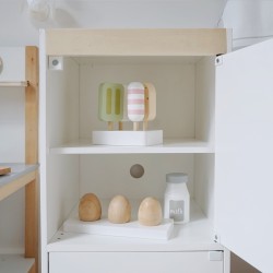 Spiel Kühlschrank für Kinder mit Zubehör Rebecca Mobili Dalak Ab 3 Jahren Holz  Mehrfarbig   73x30x30