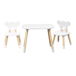 Mesa y 2 sillas para niños Rebecca Mobili Nefel 44x60x56 MDF Pino Blanco Marrón CONJUNTO 3 pzs