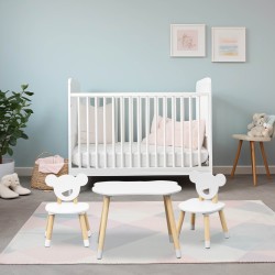 Tavolino e 2 Sedie per Bambini Rebecca Mobili Nefel 44x60x56 MDF Pino Bianco Marrone SET 3 pezzi