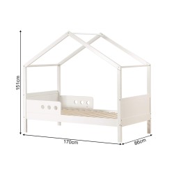 Children's Bed Rebecca Mobili Duhat 151x170x86 Pine White Light Brown Scandinavian