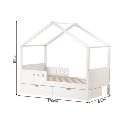 Children's Bed Rebecca Mobili Rihan 151x170x86 Pine White Light Brown Scandinavian