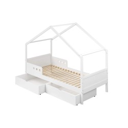 Kinderbed Rebecca Mobili Rihan 151x170x86 Grenen Wit Lichtbruin Scandinavisch