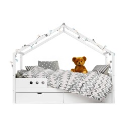 Cama para Crianças Rebecca Mobili Rihan 151x170x86 Pinho Branco Marrom Claro Escandinavo