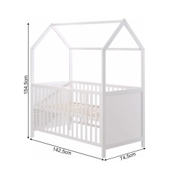 Cama para Niños Rebecca Mobili Seben 154,5x142,5x74,5 Pino Blanco Marrón Claro Escandinavo