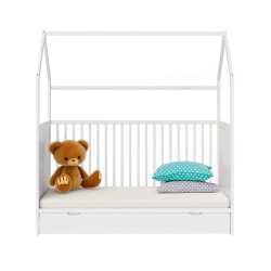 Letto per Bambini Rebecca Mobili Asimina 154,5x142,5x74,5 Pino  Bianco Marrone Chiaro Scandinavo