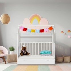 Cama para Niños Rebecca Mobili Asimina 154,5x142,5x74,5 Pino Blanco Marrón Claro Escandinavo