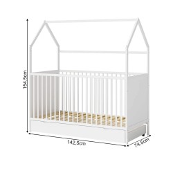 Cama para Crianças Rebecca Mobili Asimina 154,5x142,5x74,5 Pinho Branco Marrom Claro Escandinavo