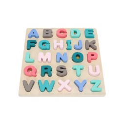 Gioco Puzzle Lettere Alfabeto per Bambini Rebecca Mobili Jambo Dai 3 anni Legno Multicolore 2,5x30x30