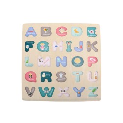 Gioco Puzzle Lettere Alfabeto per Bambini Rebecca Mobili Jambo Dai 3 anni Legno Multicolore 2,5x30x30