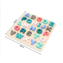 Gioco Puzzle Lettere Alfabeto per Bambini Rebecca Mobili Jambo Dai 3 anni Legno Multicolore 2,5x30x30