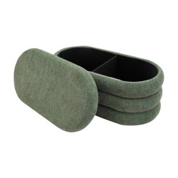 Pouf avec rangement Rebecca Mobili Zeytin 38x76x38 Tissu Polyester MDF Vert Foncé Moderne