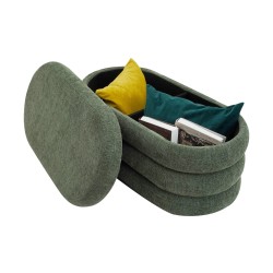 Pouf avec rangement Rebecca Mobili Zeytin 38x76x38 Tissu Polyester MDF Vert Foncé Moderne