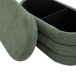 Pouf avec rangement Rebecca Mobili Zeytin 38x76x38 Tissu Polyester MDF Vert Foncé Moderne