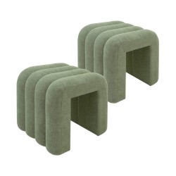 Ottoman Rebecca Mobili Bamya 40x38x40 Polyester Fabric MDF Dark Green Modern SET 2 pcs