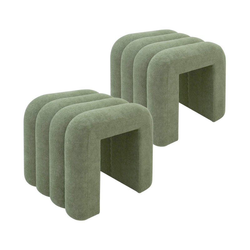 Hocker Rebecca Mobili Bamya 40x38x40 Polyestergewebe MDF Dunkelgrün Modern SET 2 Stück