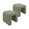 Pouf Rebecca Mobili Bamya 40x38x40 Tessuto Poliestere MDF Verde Scuro Moderno SET 2 pezzi