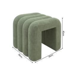 Ottoman Rebecca Mobili Bamya 40x38x40 Polyester Fabric MDF Dark Green Modern SET 2 pcs