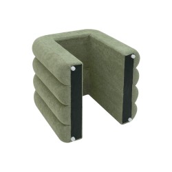 Puf Rebecca Mobili Bamya 40x38x40 Tela de Poliéster MDF Verde Oscuro Moderno CONJUNTO 2 pzs