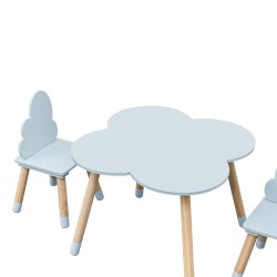 Mesa y 2 sillas para niños Rebecca Mobili Sitka 44x60x60 MDF Bois Celeste Marrón Escandinavo CONJUNTO 3 pzs