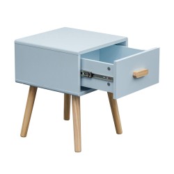 Comodino Rebecca Mobili Tazart 44x35x35 MDF Legno Celeste Marrone Scandinavo