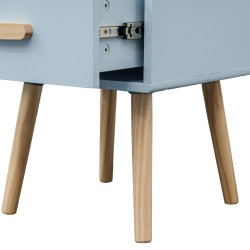 Comodino Rebecca Mobili Tazart 44x35x35 MDF Legno Celeste Marrone Scandinavo