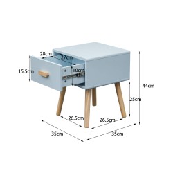 Comodino Rebecca Mobili Tazart 44x35x35 MDF Legno Celeste Marrone Scandinavo