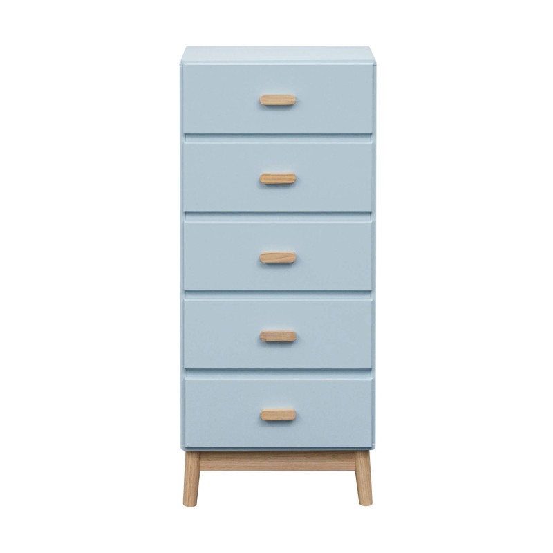 Commode Rebecca Mobili Kuro 115x50x40 MDF Bois Bleu ciel Marron Scandinave