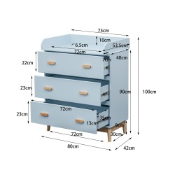 Przewijak Rebecca Mobili Deble 100x80x42 MDF Drewno Błękitny Brązowy Skandynawski