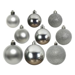 Palline per Albero di Natale Rebecca Mobili Hanzal Ø 6/8/10 Plastica Grigio Argento SET 26 pz