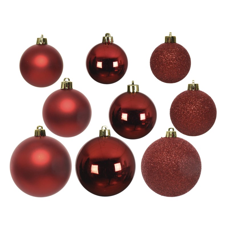 Palline per Albero di Natale Rebecca Mobili Fakra Ø 6/8/10 Plastica Rosso SET 26 pz