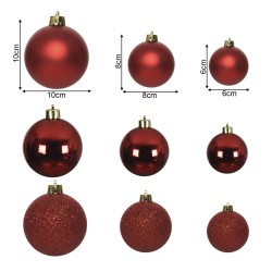 Palline per Albero di Natale Rebecca Mobili Fakra Ø 6/8/10 Plastica Rosso SET 26 pz