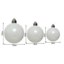 Palline per Albero Rebecca Mobili Ekop Ø 4/6/10 Plastica Bianco SET 32 pz