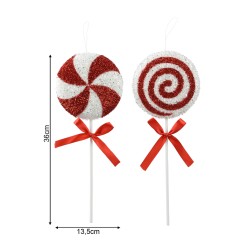 Addobbi per Albero di Natale Rebecca Mobili Dafte 36x13,5x3 Plastica Spugna Rosso Bianco SET 2 pz