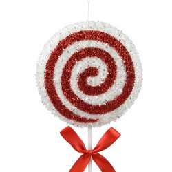 Addobbi per Albero di Natale Rebecca Mobili Dafte 36x13,5x3 Plastica Spugna Rosso Bianco SET 2 pz