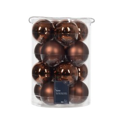 Palline per Albero di Natale Rebecca Mobili Ptelea Ø 8 Vetro Marrone SET 16 pz