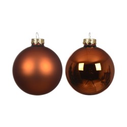 Palline per Albero di Natale Rebecca Mobili Arbey Ø 8 Vetro Arancione Scuro SET 16 pz