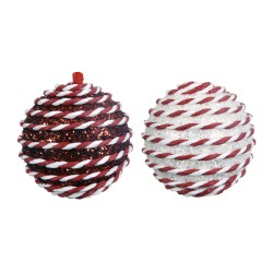 Palline per Albero di Natale Rebecca Mobili Bayd Ø 8 Plastica Spugna Rosso Bianco SET 2 pz