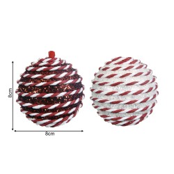 Palline per Albero di Natale Rebecca Mobili Bayd Ø 8 Plastica Spugna Rosso Bianco SET 2 pz