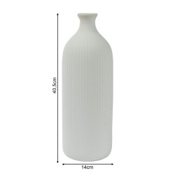 Vaso Decorativo Rebecca Mobili Bilinga 40,5x14x14 Gres Bianco