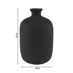 Vaso Decorativo Rebecca Mobili Stenocero 25x16x16 Gres Nero