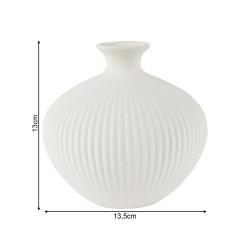 Vaso Decorativo Rebecca Mobili Cempaka 13x13,5x13,5 Gres Bianco