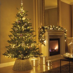 Gonna per Albero di Natale Rebecca Mobili Saki 28x70x70 Alga marina Marrone Bianco