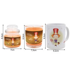 Set tazza e 2 candele profumate fragranza arancia e cannella