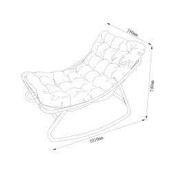 Rocking Chair Rebecca Mobili Maskat 74x78x101 Steel Polyester Grey Modern