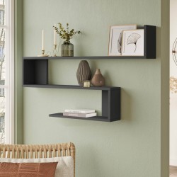 Shelf Rebecca Mobili Doye 71,5x120x14,5 Chipboard Dark Grey Modern