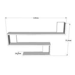 Mensola Rebecca Mobili Doye 71,5x120x14,5 Truciolato Grigio Scuro Moderno