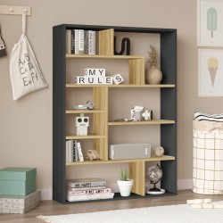 Estante Rebecca Mobili Farako 123,5x90x22 Aglomerado Cinza Escuro Marrom Claro Moderno