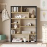 Estante Rebecca Mobili Farako 123,5x90x22 Aglomerado Cinza Escuro Marrom Claro Moderno