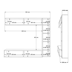 Estante de Parede Rebecca Mobili Hilba 143,5x169x26 Aglomerado Branco Marrom Claro Moderno CONJUNTO 3 pçs